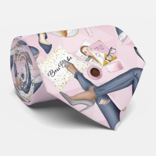 Gravata Chefe de Garota Desenhada Mão