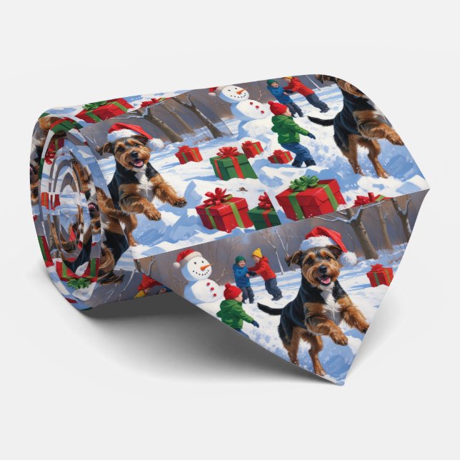 Gravata Chesapeake Bay Retriever Snow com Chapéu de Natal (Rolled)