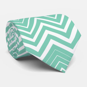 Gravata Chevron Zigzag Branco E Verde-Casa