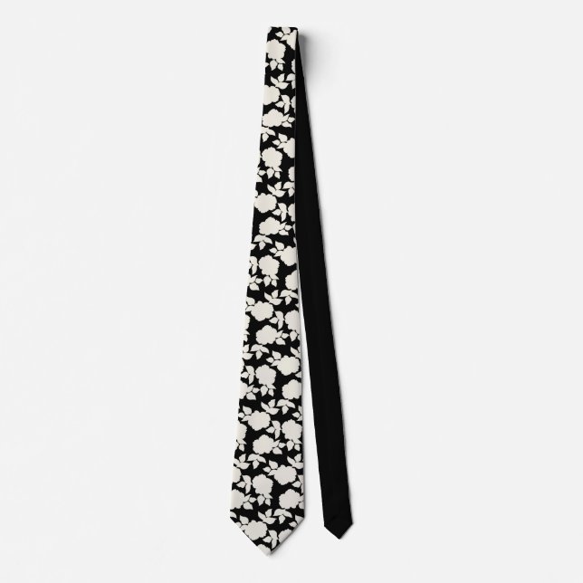 Gravata Chic Black &white floral pattern (Frente)