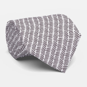 Gravata Chic Branco Bege Escuro Marrom Abstrato Chevron