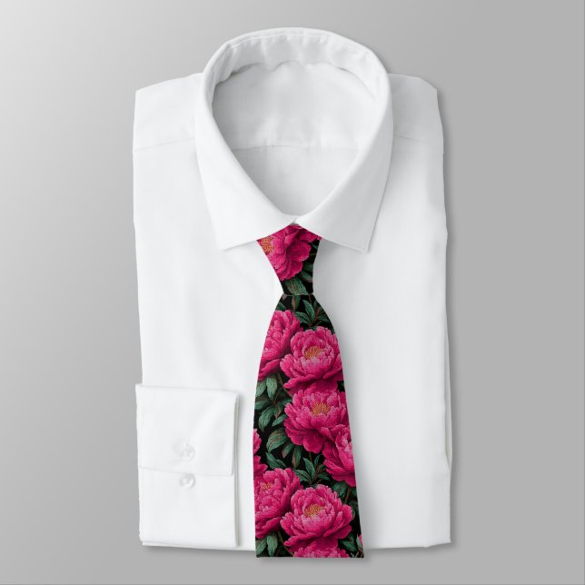 Gravata Chic Christmas Gift For Men Peonies Floral (Amarrado)