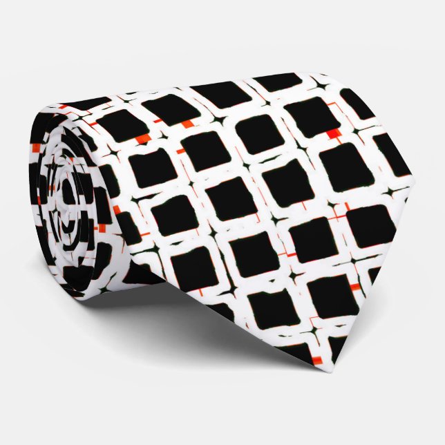 Gravata Chic de padrão Abstrato vermelho preto (Rolled)