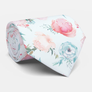 Gravata Chic Dusty Blue French Garden Floral Peony Pattern