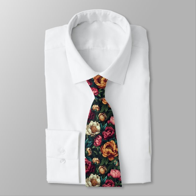 Gravata Chic Groomsmen Gift Peonies Floral (Amarrado)