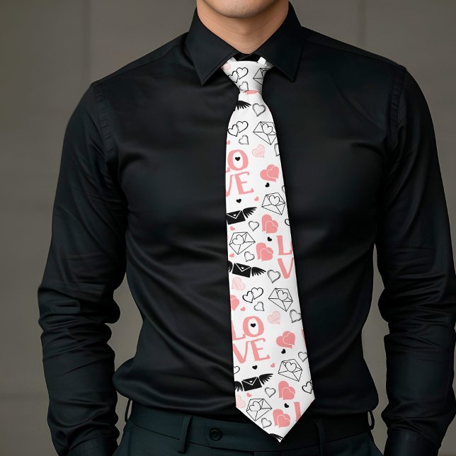 Gravata Chic Love Lettering Hand Drawn Heart Tie (Chic Love Lettering Hand Drawn Heart Tie)