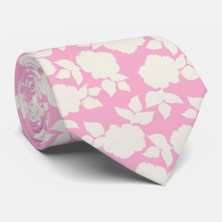 Gravata Chic pink &white floral pattern