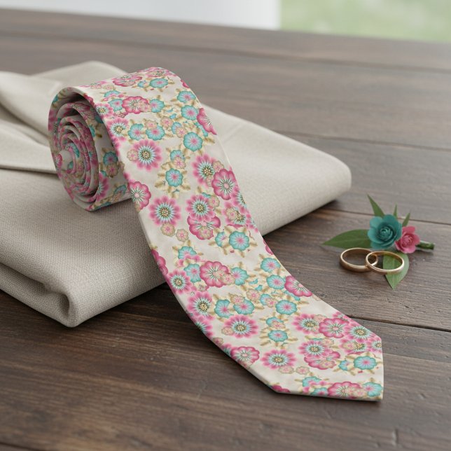 Gravata Chic Tie With Artistic Cherry Blossom Floral Art (Criador carregado)