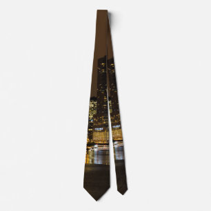 Gravata Chicago River Night Storm Neck Tie