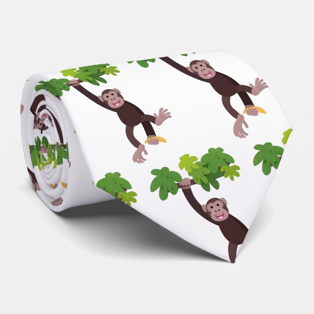 Gravata Chimpanzé bonito na selva pendurada em desenho ani (Rolled)