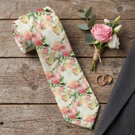 Gravata Chique Com Rosas Antigas Rosa e Bege
