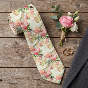 Gravata Chique Com Rosas Antigas Rosa e Bege