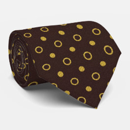 Gravata Chocolate Brown & Gold Polka Dot