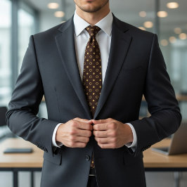 Gravata Chocolate Brown & Gold Polka Dot