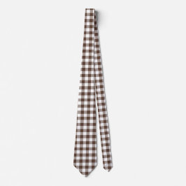 Gravata Chocolate Brown Plaid Gingham Neck Tie