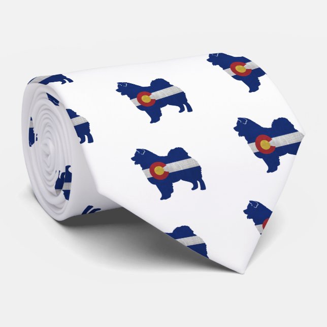 Gravata Chow Chow Dog Breed Silhouette Colorado Flag (Rolled)