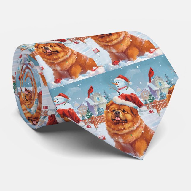 Gravata Chow Chow Winter Wonderland Natal Joy (Rolled)