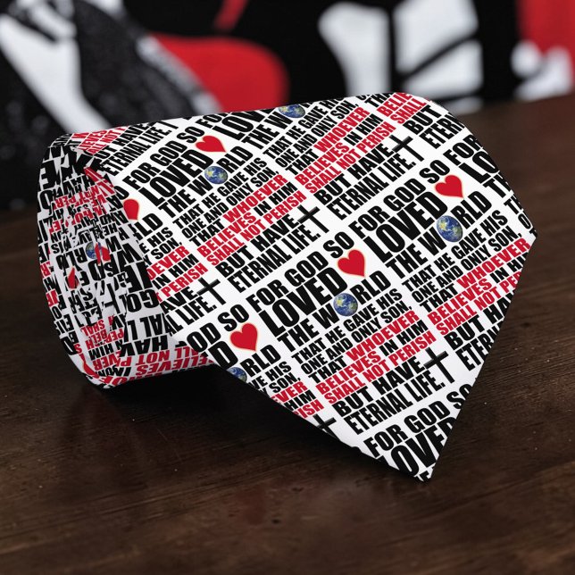Gravata Christian Bible Verse John 3:16 Custom Necktie (Criador carregado)