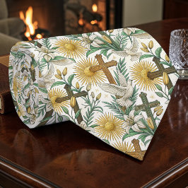 Gravata Christian Crosses with Doves Custom Necktie