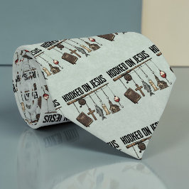 Gravata Christian Hooked on Jesus Custom Necktie