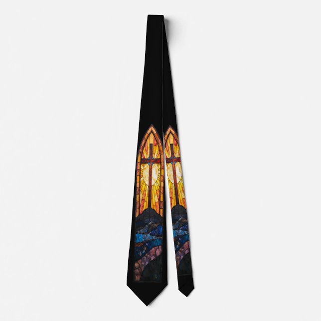 Gravata Christian Stained-Glass Cross Tie (Frente)