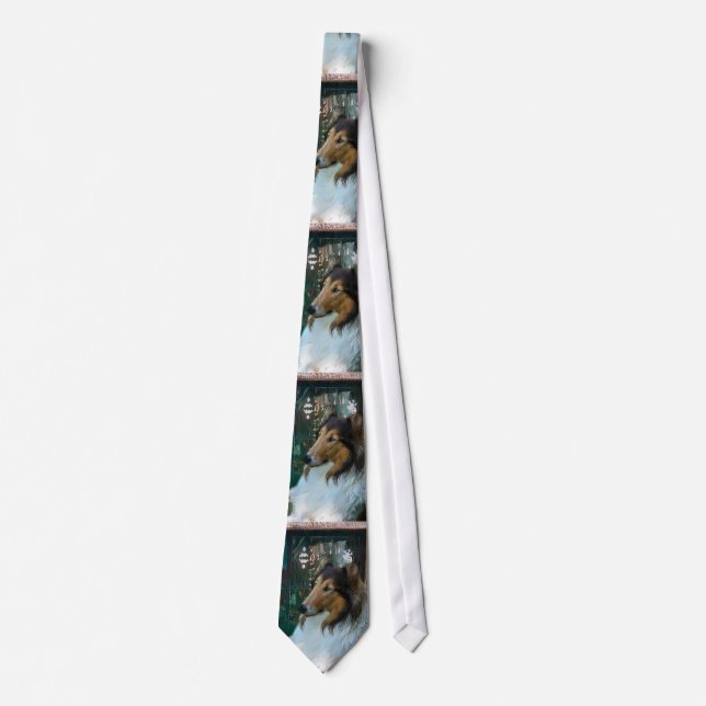 Gravata Christmas Collie at Window (Frente)