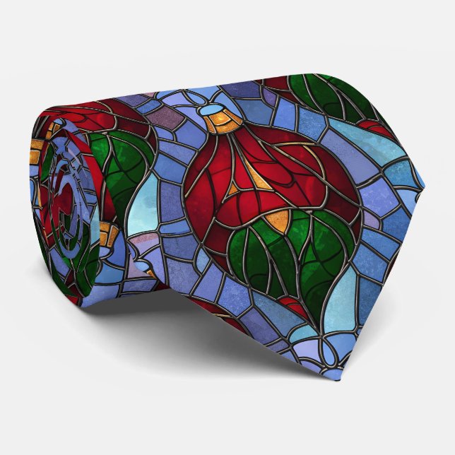Gravata Christmas Ornament Red Green Blue Stained Glass  (Rolled)