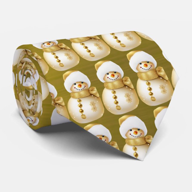 Gravata Christmas Party Golden Snowman Winter Holiday (Rolled)