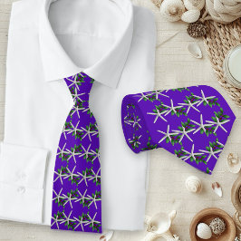Gravata Christmas Purple Starfish pattern tie