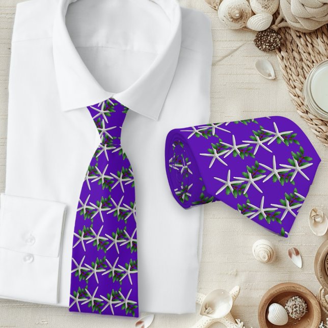 Gravata Christmas Purple Starfish pattern tie (Criador carregado)
