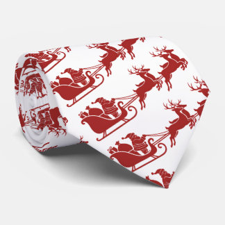 Gravata Christmas Santa Sleigh With Reindeer