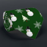 Gravata Christmas Snowman Snowflake Winter Holiday<br><div class="desc">This festive holiday season necktie is a trendy look for him.  The tie features a  snowman snowflake and Christmas tree pattern on a classic Christmas green color.  Wear this tie for Christmas parties,  church,  and more.</div>