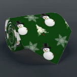 Gravata Christmas Snowman Snowflake Winter Holiday<br><div class="desc">This festive holiday season necktie is a trendy look for him.  The tie features a  snowman snowflake and Christmas tree pattern on a classic Christmas green color.  Wear this tie for Christmas parties,  church,  and more.</div>