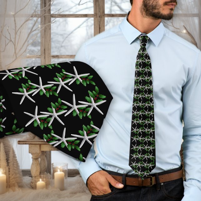 Gravata Christmas Starfish Black pattern tie (Criador carregado)