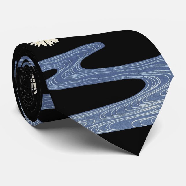 Gravata Chrysanthemums,Runwater,Japonês Floral (Rolled)