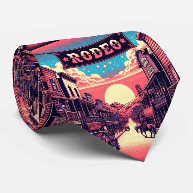 Gravata Cidade Western Com Faixa De Rodeio (Rolled)