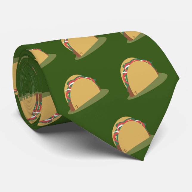 Gravata Cinco De Mayo Taco Sideways Yummy Pattern (Rolled)
