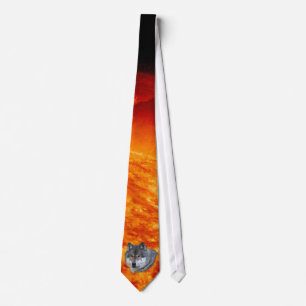 Gravata Cinza Alpha Wolf & Flaming Sun Willife Tie