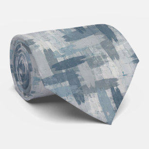 Gravata Cinza Azul Ardósia Abstrato Pinceladas Cor Oceano