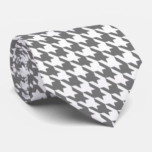 Gravata Cinza branca Pied de Poule Houndstooth