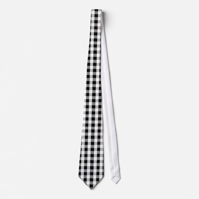 Gravata Cinza branco preto Checkered retro (Frente)