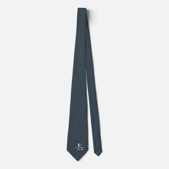Gravata Cinza Carvão Elegante Monograma + Nome (Frente)