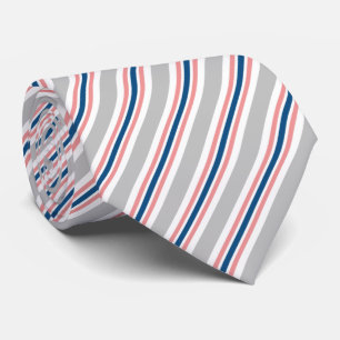 Gravata Cinza Claro Azul Naval Rosa Bege Listras Padrão