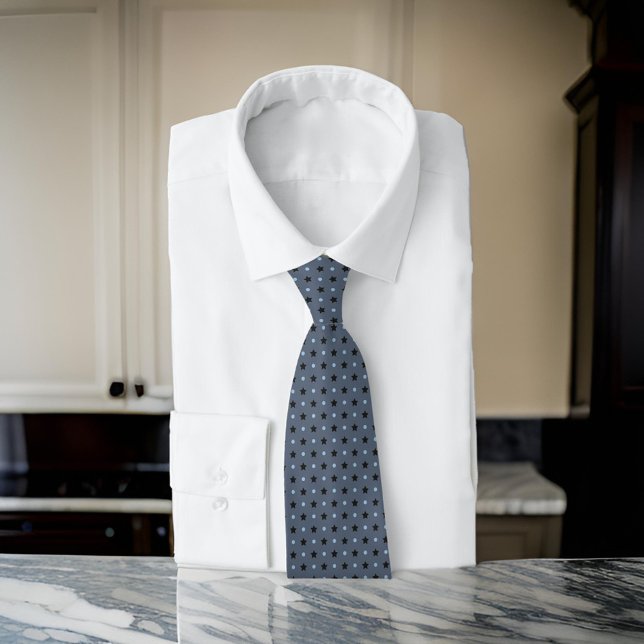 Gravata Cinza de carvão preto estrelas azul pontos mínimos (Criador carregado)