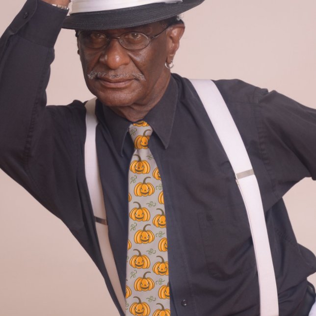 Gravata Cinza de Halloween de Bombeiros Bonitos Sorrindo (Criador carregado)