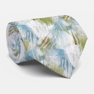 Gravata Cinza De Verde limão Chic Blue Brushstrokes Art