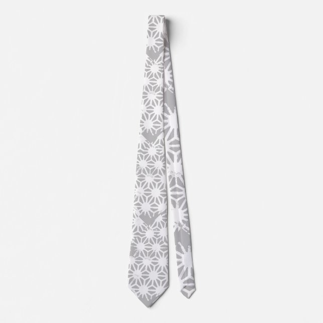 Gravata Cinza e padrão geométrico branco (Frente)