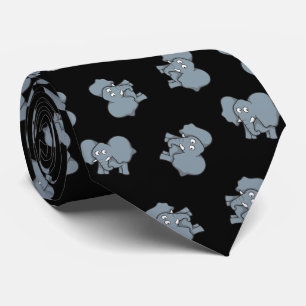Gravata Cinza Elephant Cartoon Pattern Tie
