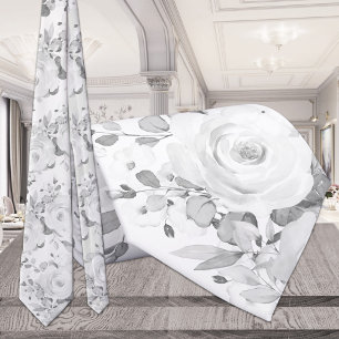 Gravata Cinza Eucalyptus White Peony Casamento Floral