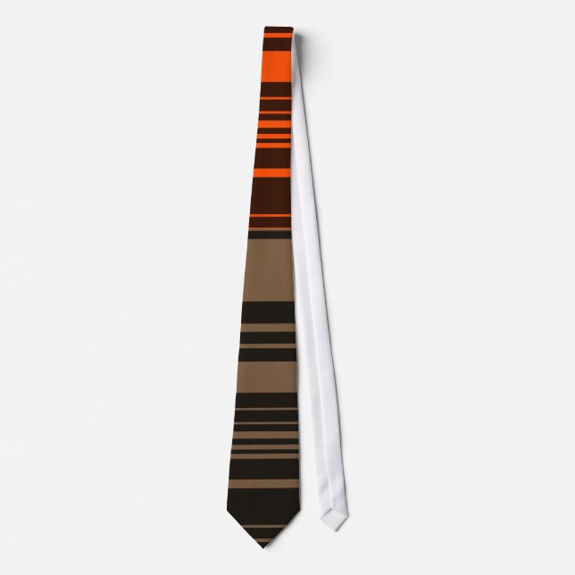 Gravata Cinza Laranja Castanho Strike Padrão Tie (Frente)
